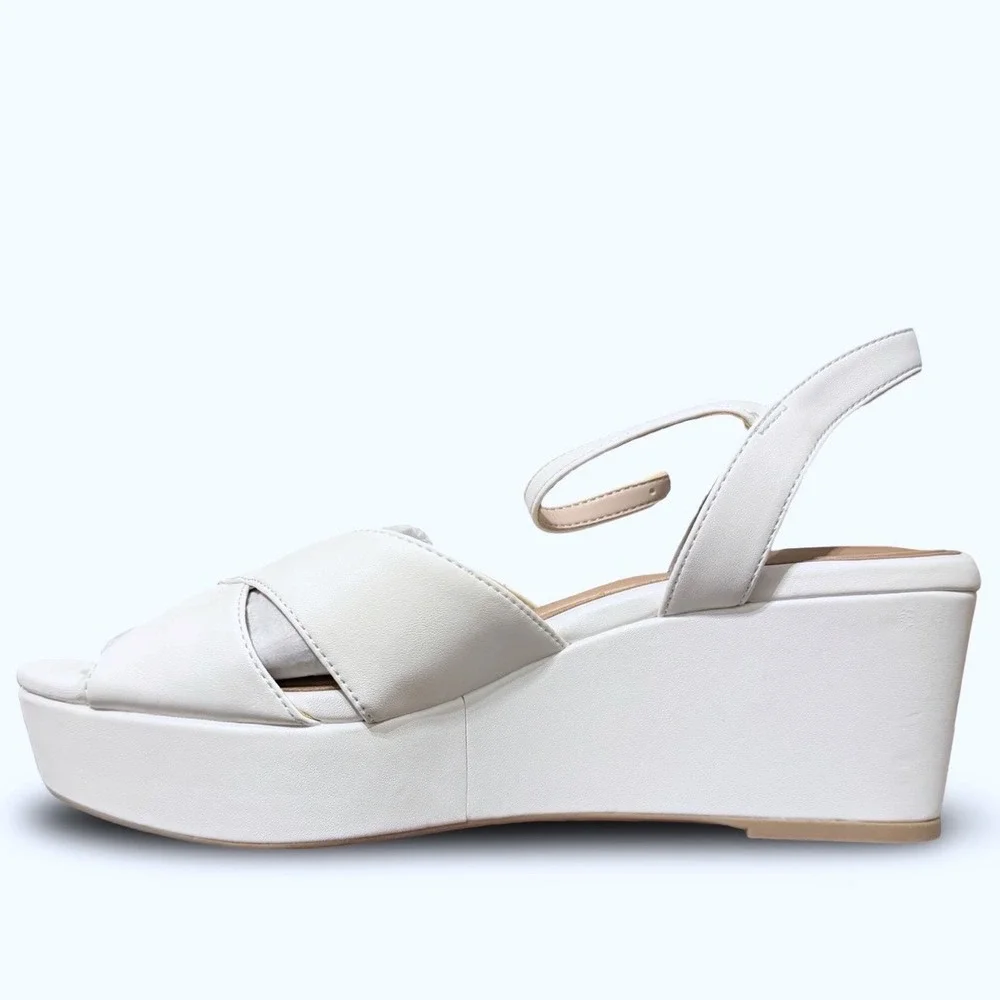Giani Bernini Jayleen White Linen Platform Wedge Sandals Womens Sz 7.5M NEW - Picture 6 of 12